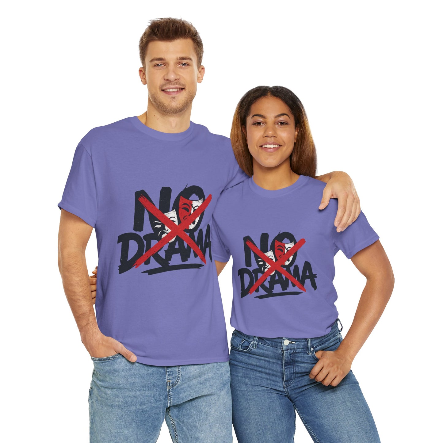 No Drama Unisex Heavy Cotton Tee, Casual Shirt, Gift for Friends, Relaxed Fit, Comfort Wear, Everyday Style