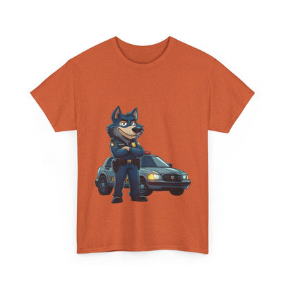 Cool Police Wolf Cartoon Shirt, Funny Cop Animal Graphic Tee,  Law Enforcement Gift T-Shirt, Tee for Dog Lovers, Gifts for Police Week