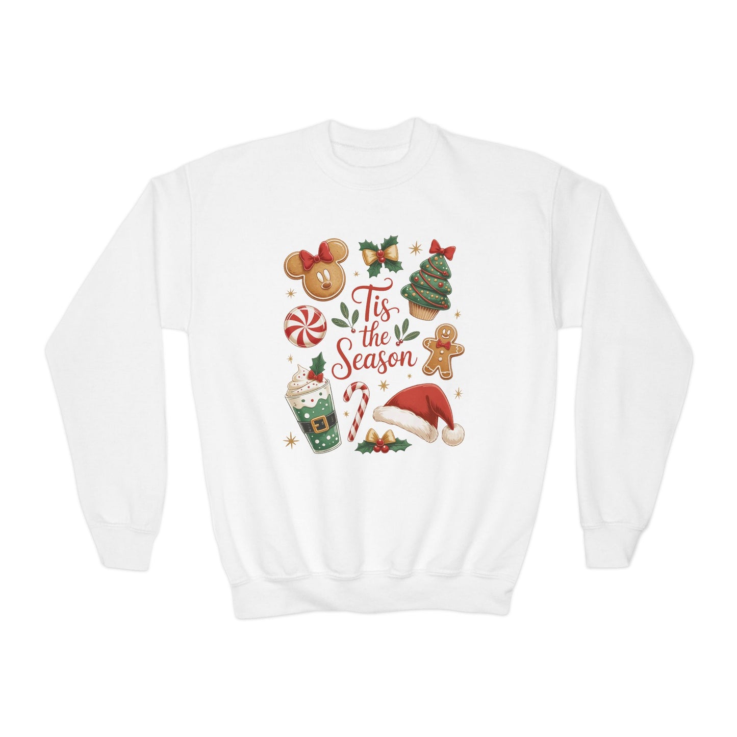 Tis the Season Christmas Sweatshirt for Girls, Cozy Holiday Cookie Jumper, Youth Crewneck Sweatshirt