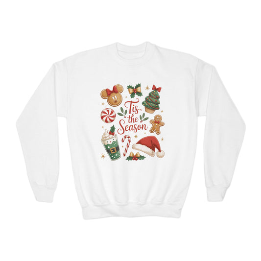 Tis the Season Christmas Sweatshirt for Girls, Cozy Holiday Cookie Jumper, Youth Crewneck Sweatshirt