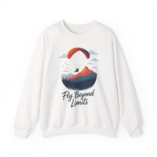Adventure Inspiration Crewneck Sweatshirt - Fly Beyond Limits, Cozy Outdoor Outfit, Gift for Adventurers, Travel, Motivation Apparel