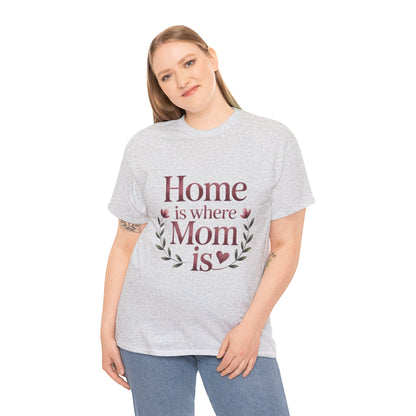 Home is Where Mom Is Unisex Tee, Cozy Cotton T-Shirt for Mothers, Perfect Gift for Mother's Day, Casual Everyday Wear, mother's day gift