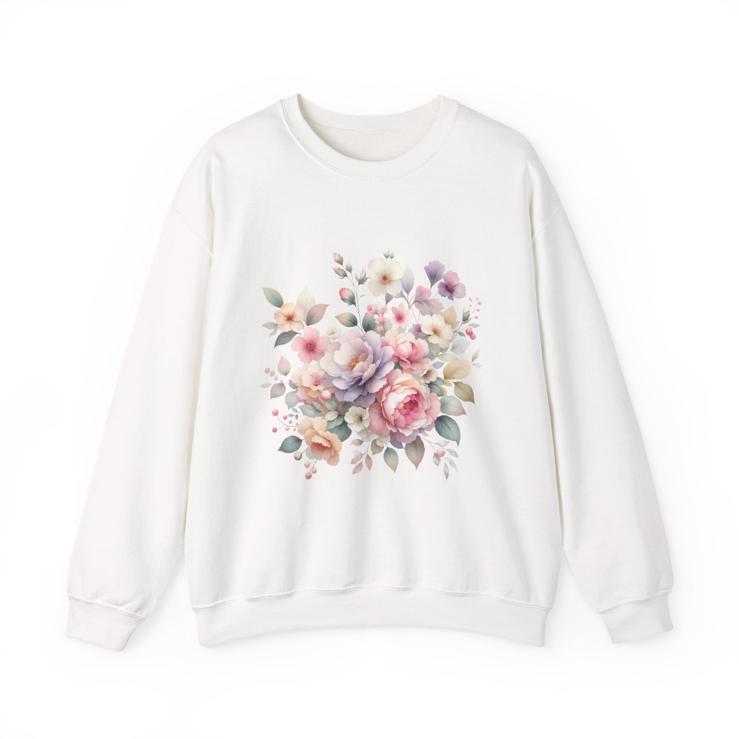 Floral Crewneck Sweatshirt, Cozy Floral Sweatshirt for Spring, Gift for Her, Women's Floral Top, Pastel Floral Sweatshirt