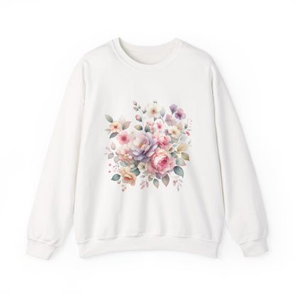 Floral Crewneck Sweatshirt, Cozy Floral Sweatshirt for Spring, Gift for Her, Women's Floral Top, Pastel Floral Sweatshirt