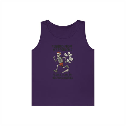 Skeleton Runner Tank for Men, Undead Jogging Club Tee, Halloween T-Shirt, Gift for Runners, Anxiety Humor Gift,  Funny Graphic Tank Top