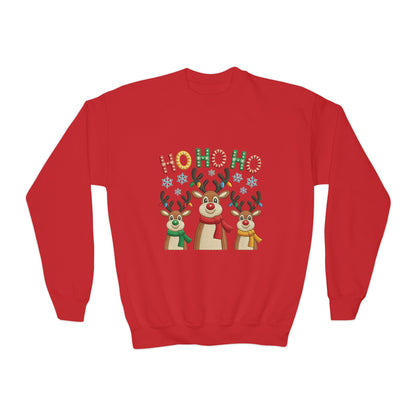Ho Ho Ho Reindeer Sweatshirt for Girls, Cute Kids Christmas Pullover