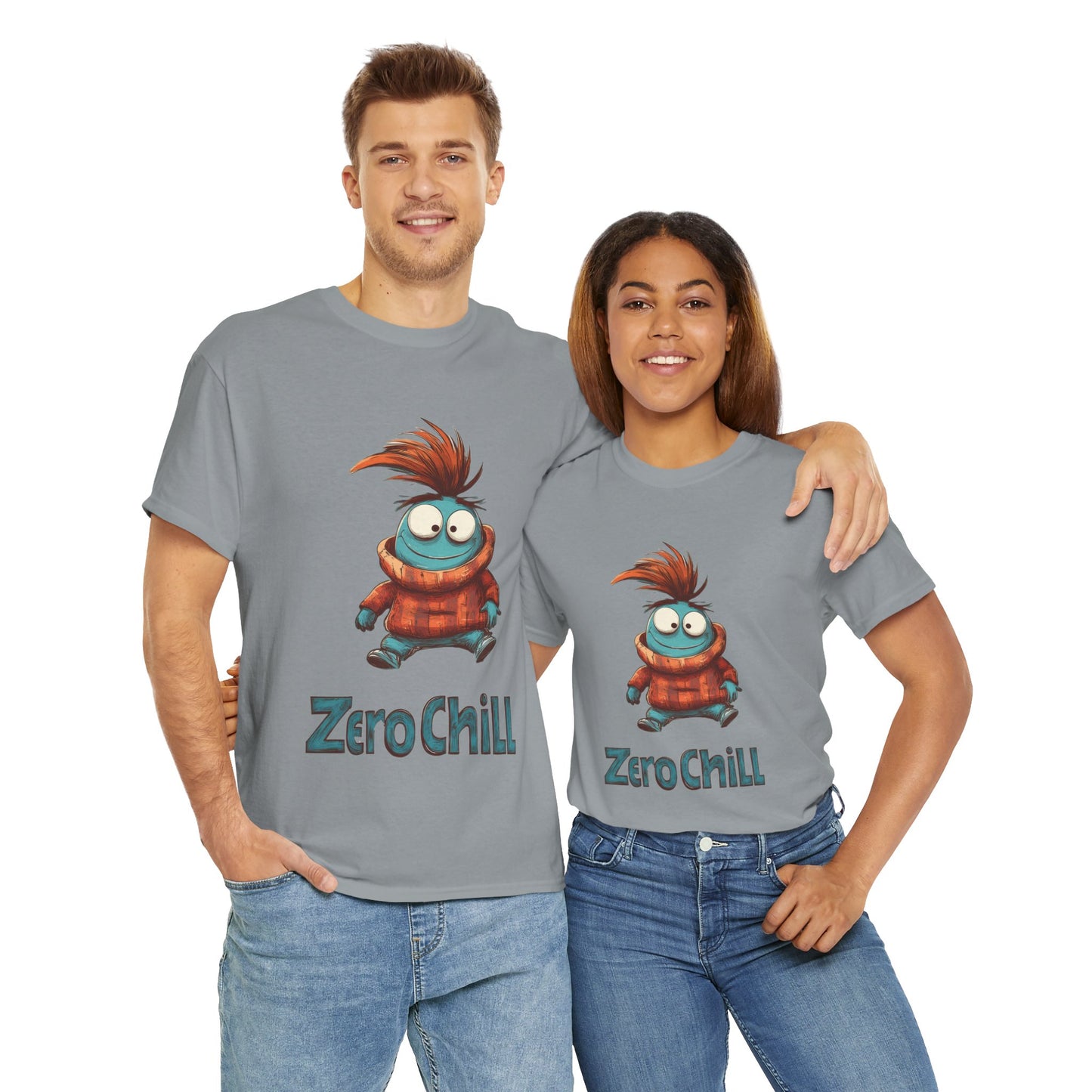 Zero Chill Funny Cartoon Character Tee, Quirky Cute Monster Shirt, Chill Vibes Humor Gift, Fun Cartoon T-Shirt, Chill Vibe Shirt
