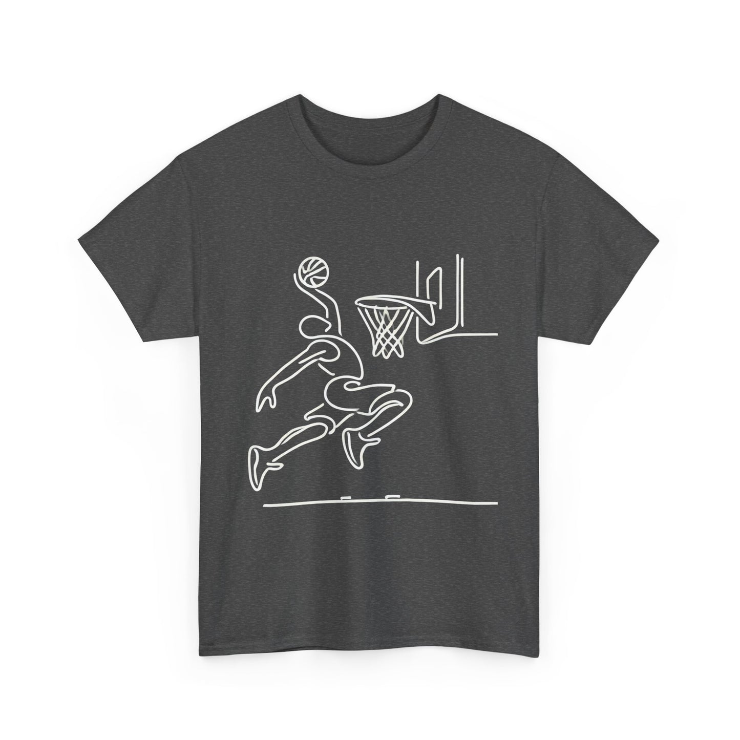 Basketball Slam Dunk Line Art Shirt, Unisex Heavy Cotton Tee, Sportswear, Gift for Athletes, Streetwear, Basketball Player T-Shirt