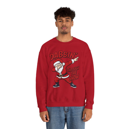Dabbin Through The Snow Santa Men's Christmas Sweatshirt, Funny Holiday Jumper