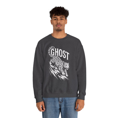 Ghost Leopard Crewneck Sweatshirt, Unisex Fashion, Cozy Casual Wear, Graphic Sweatshirt, Wild Animal Art, Gift for Animal Lovers