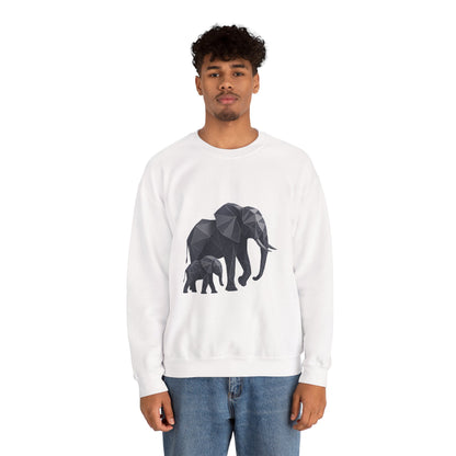 Geometric Elephant Sweatshirt, Cozy Unisex Crewneck, Animal Lover Gift, Nature Inspired Apparel, Eco-Friendly Fashion, Gift for Her