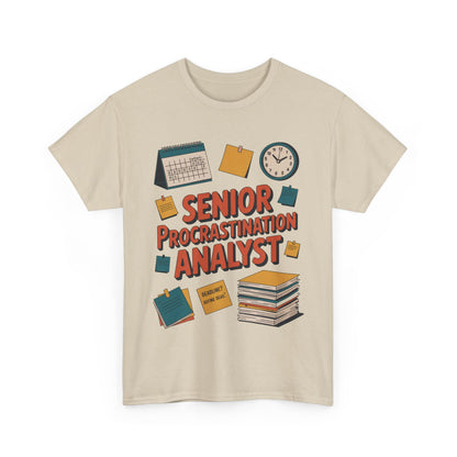 Senior Procrastination Analyst Tee, Funny Office Shirt, Gift for Graduates, Motivation T-Shirt, Humor Apparel, Job Humor Clothing