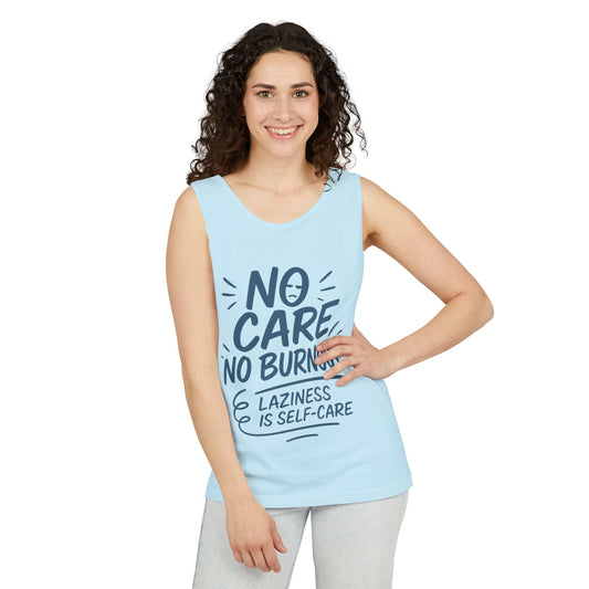 Mens Lazy Life Tank Top, No Care No Burnout Funny Quote, Workout Gym Sleeveless Shirt, Humor Gift for Him, Gift for Mental Health Awareness