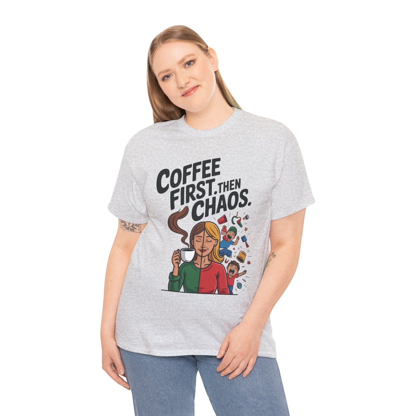 Coffee First Then Chaos Funny Mom Life Tee, Mother's Day Gift, Mom Humor Tee, mom graphic tee, caffeine lover tee
