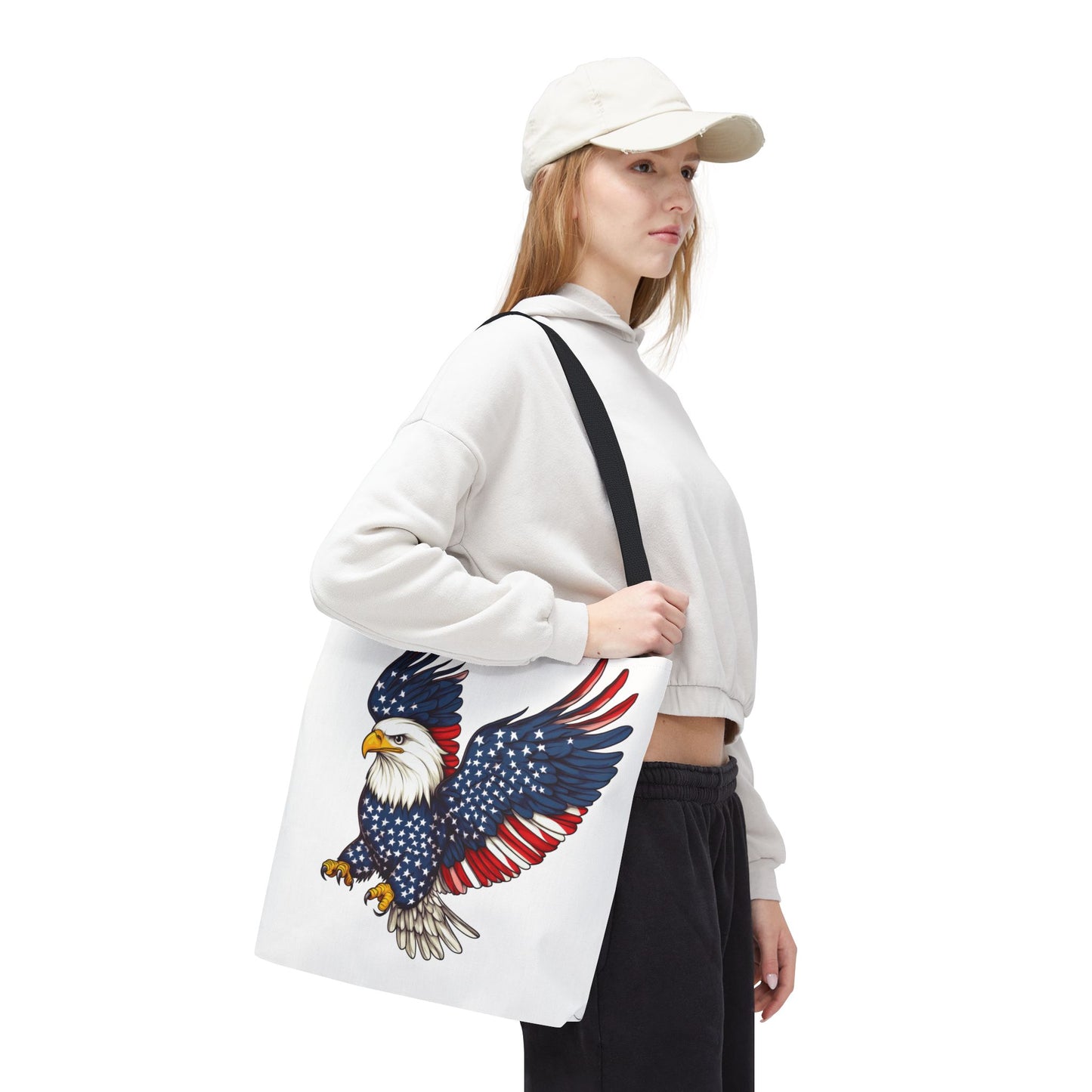 Patriotic Eagle Tote Bag, AOP, Perfect for July 4th, Festivals, Eco-Friendly Shopping, Gift for Nature Lovers, large canvas bag, beach bag