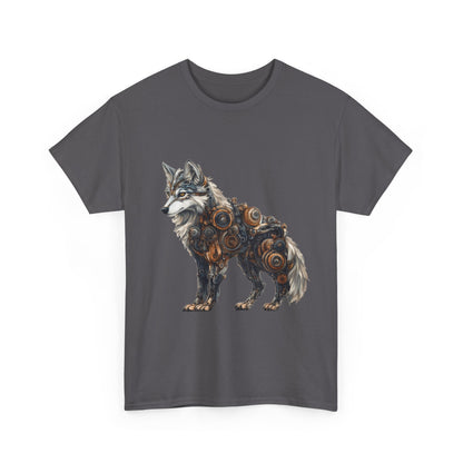 Steampunk Wolf Tee, Mechanical Wolf T-Shirt, Unisex Heavy Cotton Shirt, Graphic T-Shirt, Unique Design,Futuristic Animal Lover Gift Shirt