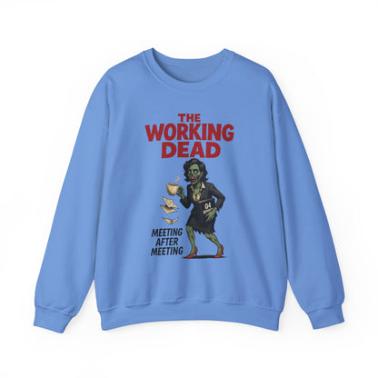 The Working Dead Women's Funny Zombie Sweatshirt, Office Humor Crewneck, Halloween Work Top