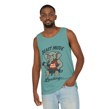 Beast Mode Elephant Gym Tank Top, Funny Workout Muscle Tank, Max Power Fitness Tank, Beast Mode Loading Mens Gym Top, Fitness Apparel