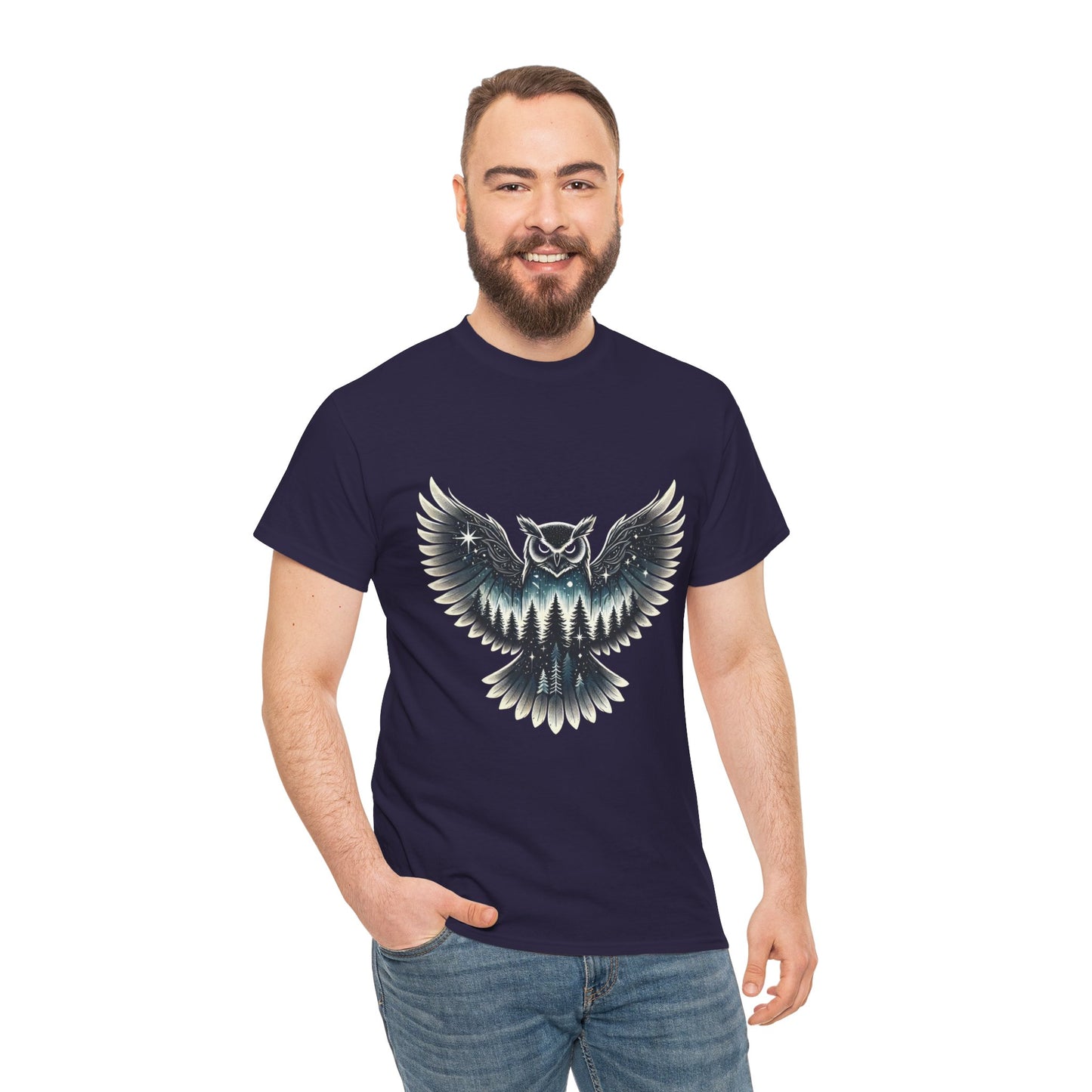 Mystical Owl Graphic Tee, Wildlife Lover Gift, Nature Shirt, Festival Wear, Boho Style, Night Bird Graphic T-Shirt