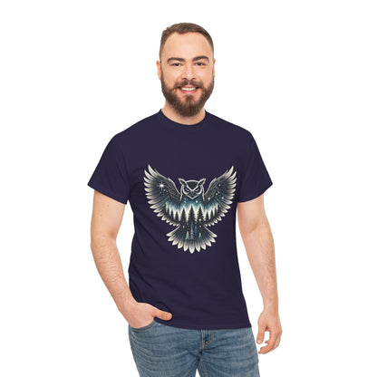 Mystical Owl Graphic Tee, Wildlife Lover Gift, Nature Shirt, Festival Wear, Boho Style, Night Bird Graphic T-Shirt