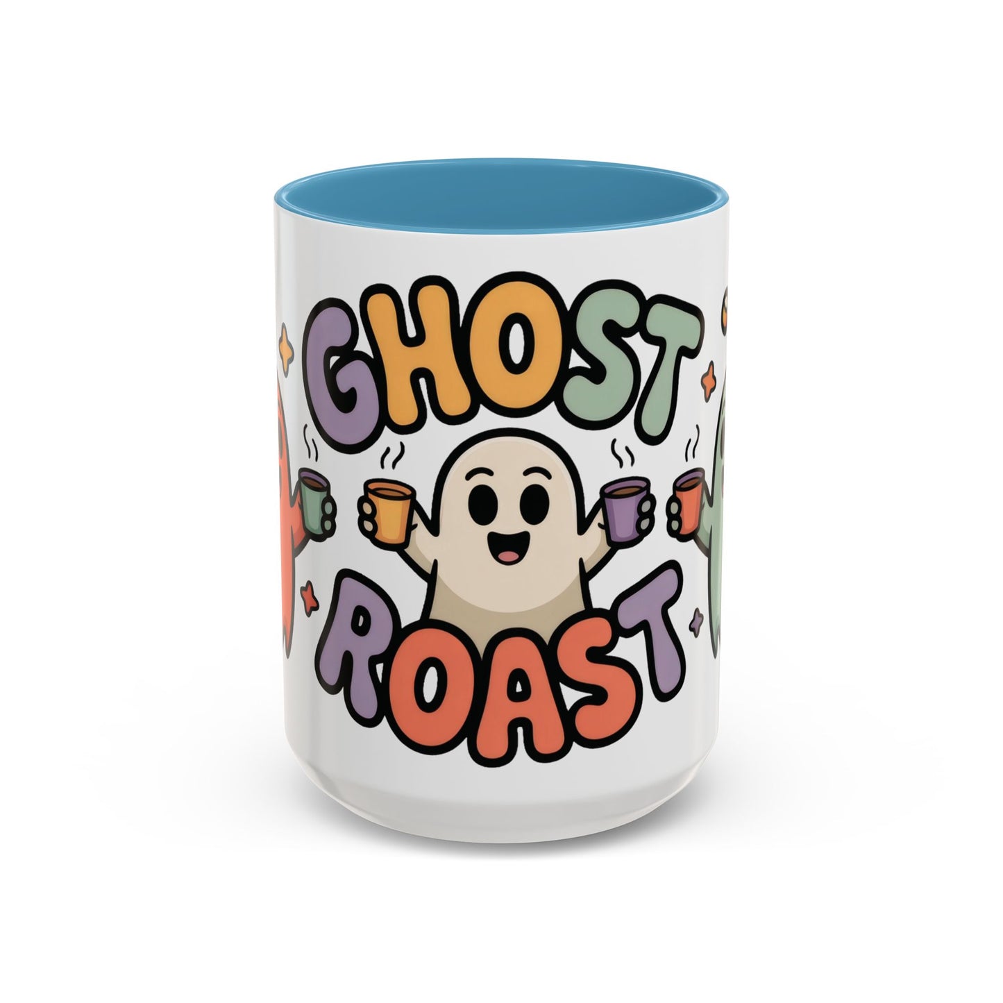 Ghost Roast Halloween Mug, Cute Spooky Coffee Cup, Kawaii Ghost Drinkware, Funny Fall Mug Gift for Coffee Lovers, Accent Coffee Mug (15oz)