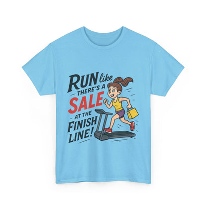 Motivational Fitness Tee, Workout Shirt, Funny Exercise Gym Top, Funny Shopping Tee, Treadmill Runner Shirt for Her,  run for sale tee