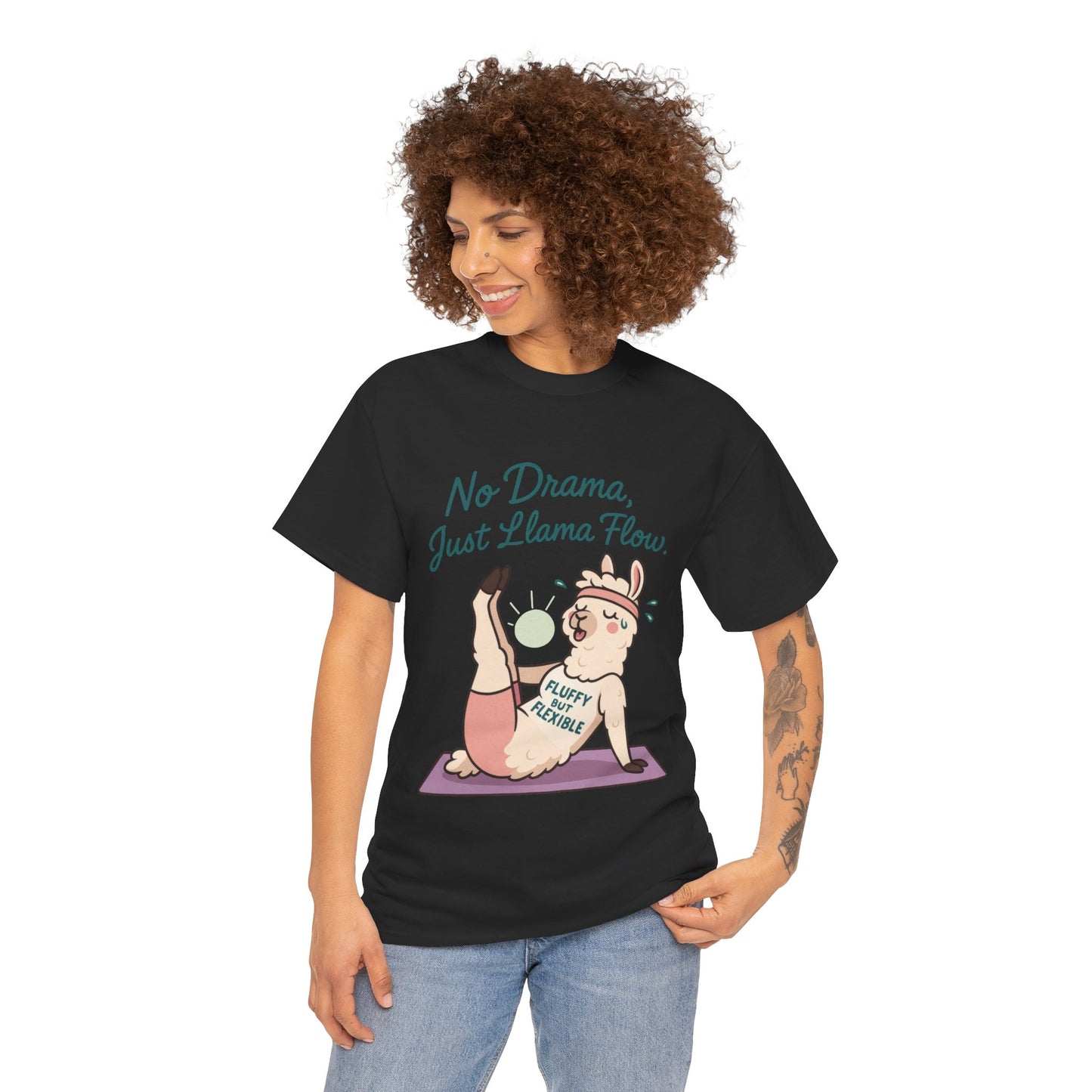 No Drama Llama Yoga Tee, Funny Yoga Llama T-Shirt for Women, Gift for Yoga Lovers, Fun Yoga T-Shirt for Animal Lovers, Humor Shirt