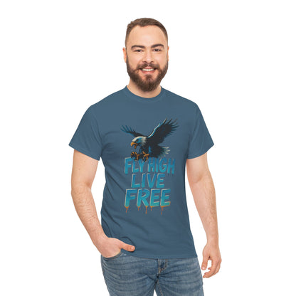 Fly High Live Free Eagle Graphic Mens T-Shirt, Eagle Tee, Fly Free Tee, Wild Flight