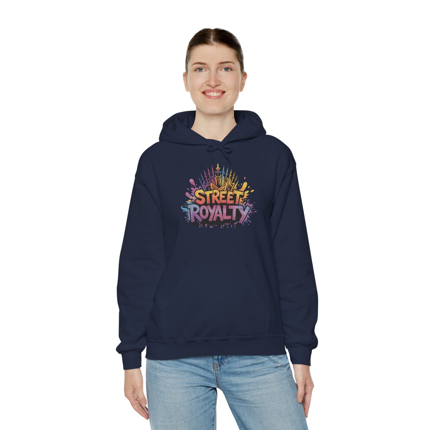 Street Royalty Women's Hoodie, Graffiti Crown Graphic Pullover, Urban Streetwear Sweatshirt for Girls
