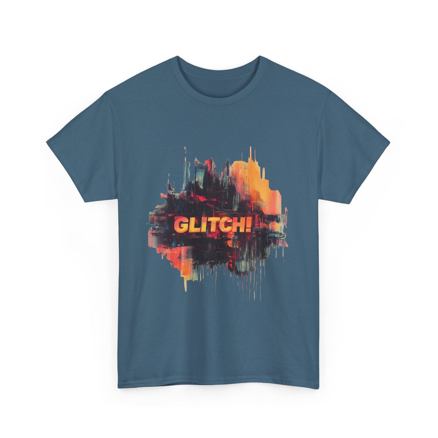 Glitch Art Unisex Heavy Cotton Tee, Trendy Graphic Top, Gift for Tech Lovers, Abstract Street Style Graphic Tee,Techcore Aesthetic Shirt