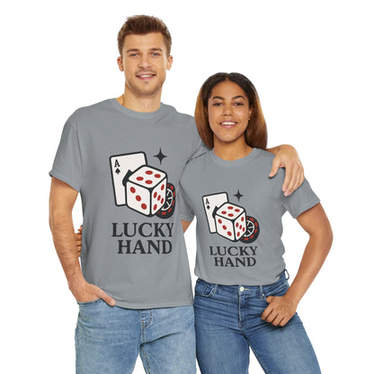 Lucky Hand Unisex Heavy Cotton Tee, Gambling Shirt, Casino Wear, Good Luck Gift, Poker T-Shirt, Casual Vintage Style