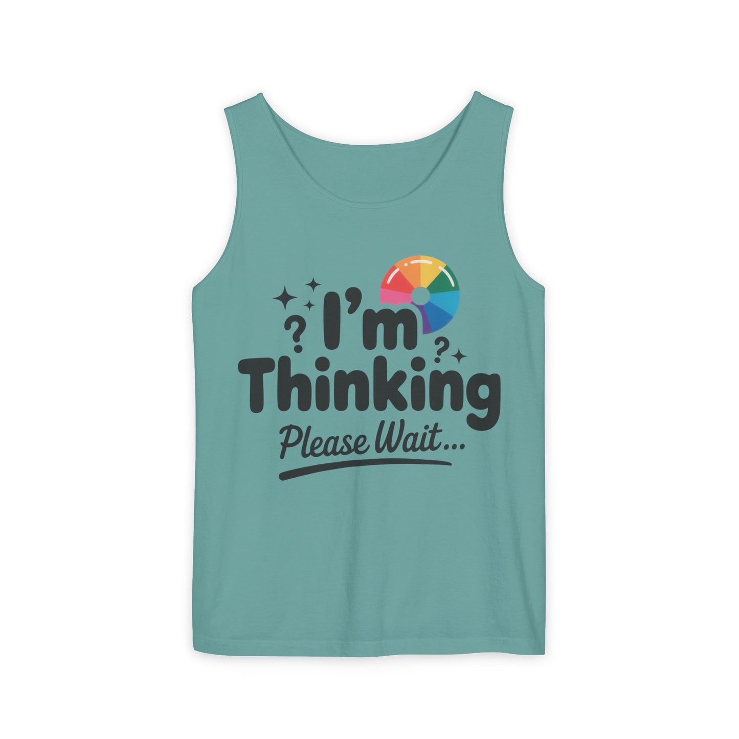 Funny - Im Thinking Please Wait - Mens Tank Top, Cute Geeky Gift for Introverts, Programmers, Designers, Fun Humor Shirt, Gift for Adults