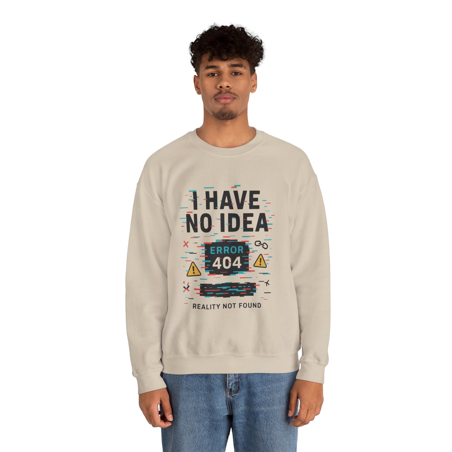 Error 404 Humor Crewneck Sweatshirt, Comfy Unisex Oversized Sweater, Fun Casual Wear, Tech Lover Gift, Everyday Loungewear