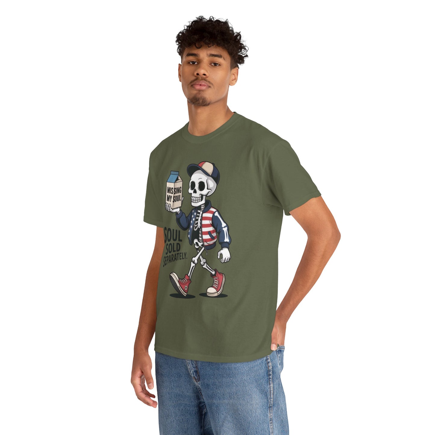 Funny Skeleton T-Shirt Soul Sold Separately Graphic Tee, Missing Soul Cartoon Shirt, Gothic Streetwear, Halloween Gift Tee