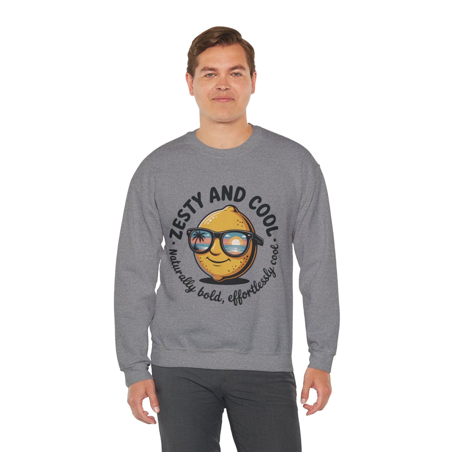 Zesty Lemon Mens Crewneck Sweatshirt - Fun Gift for Friends, Cool Casual Style, Summer Vibes, Mens Graphic Apparel, Perfect for Relaxing