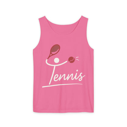 Womens Garment-Dyed Tank Top, Womens Tennis Tank Top, Cute Sports Graphic Top, Workout Gym Activewear Shirt