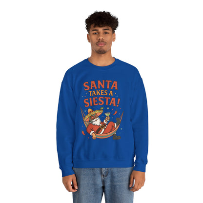 Santa Takes a Siesta Funny Christmas Sweatshirt for Men, Mexican Holiday Jumper