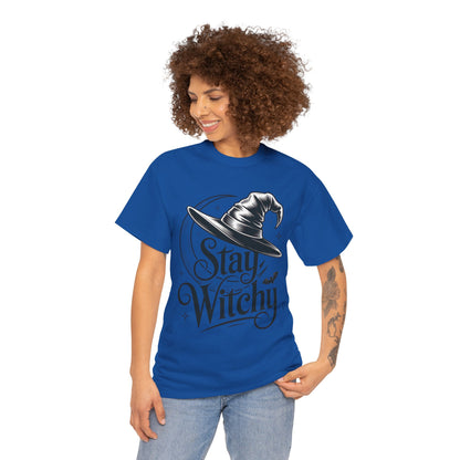 Stay Witchy Gothic Moon Witch Hat Women's T-Shirt, Minimalist Halloween Witchy Graphic Tee