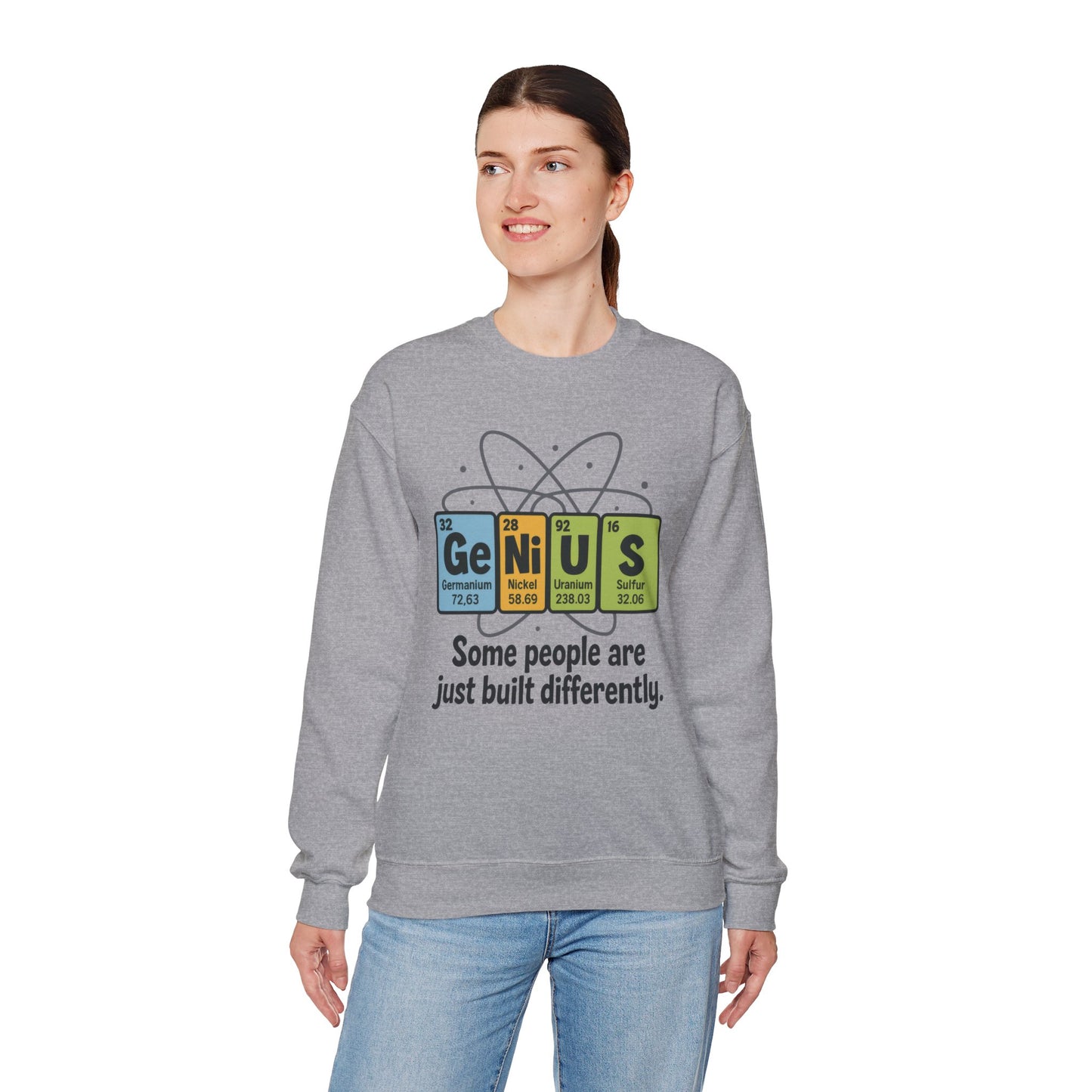 Funny Womens Science Sweatshirt, Genius Periodic Table Pullover, Nerdy Chemistry Gift for Her,  Funny Gift for Nerds, Science Geek Apparel