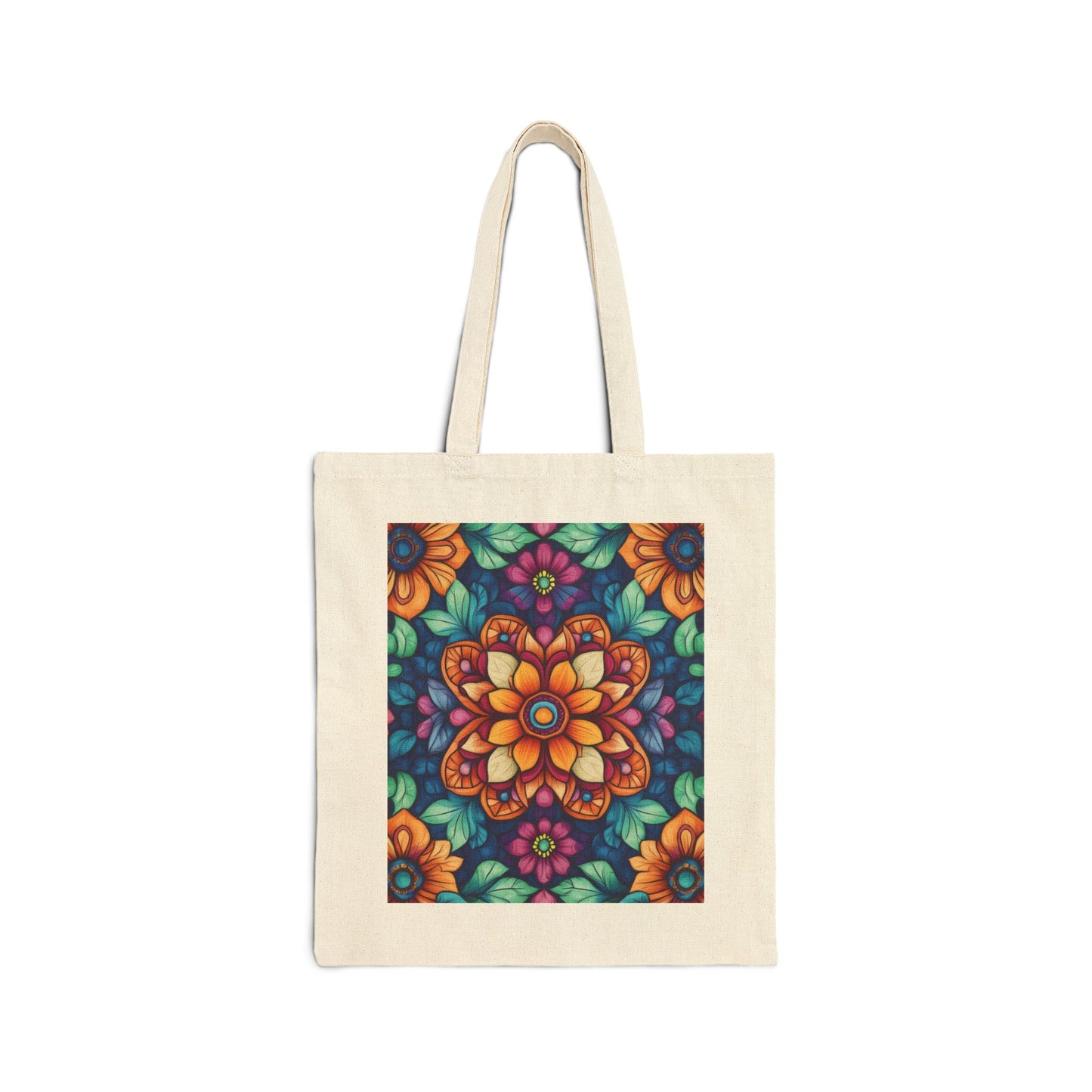 Vibrant Floral Cotton Canvas Tote Bag, Eco-Friendly Grocery Bag, Shopping Tote, Art Tote, Gift for Women