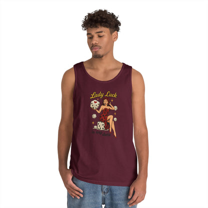 Lucky Me Tank Top, Retro Lady Luck Tee for Men, Gambling & Dice Themed Tee, Vintage Pin-Up Vegas Gift, Good Luck Gifts, for Luck Enthusiasts