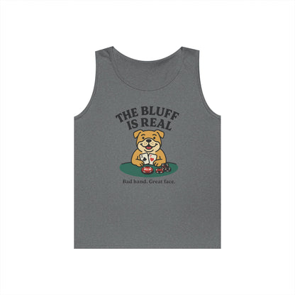 Funny Dog Poker Tank Top, The Bluff is Real Tee, Animal Lover Gift, Unisex Casino Humor Gift, Poker Night Apparel, Cute Pet Humor T-Shirt