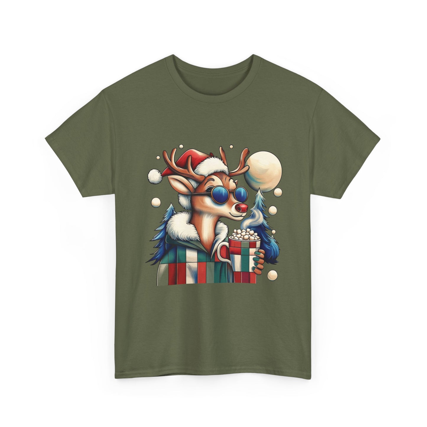 Cool Reindeer Christmas T-Shirt, Funny Holiday Shirt for Men