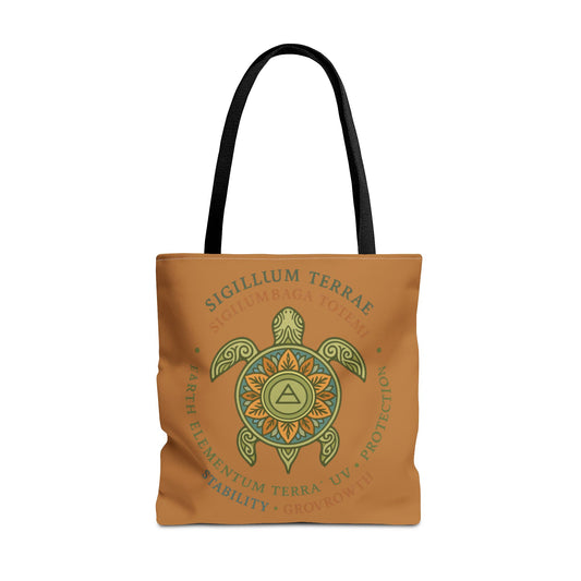 Spiritual Symbol Tote Bag, Eco-Friendly Shopping Bag, Meditation Pouch, Gift for Yogis, Bohemian Style, Sigillum Terrae Design