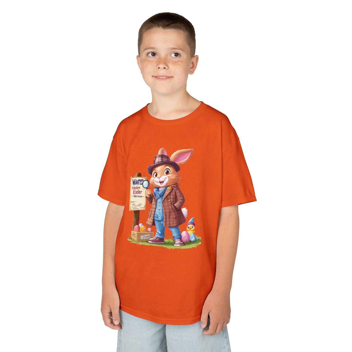 Detective Bunny Easter Kids Tee - Fun Egg Hunt T-Shirt with Mystery Theme, Cute Spring Gift for Kids, Heavy Cotton Easter Outfit