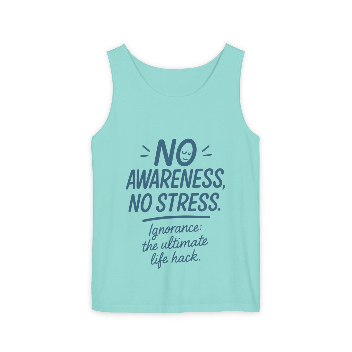 Womens No Awareness Racerback Tank Top, Funny No Stress Quote, Ignorance Life Hack, Workout Sleeveless Shirt, Motivational Shirt, Yoga