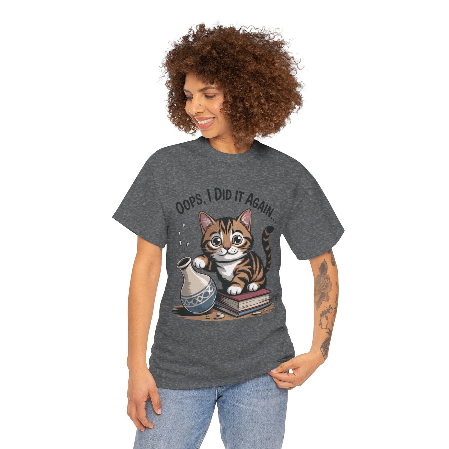 Playful Cat Women's Tee, Funny Oops I Did It Again Design, Cat Lover Gift, Casual Wear, Birthday Gift, Pet Lover Tee, Women's Gift