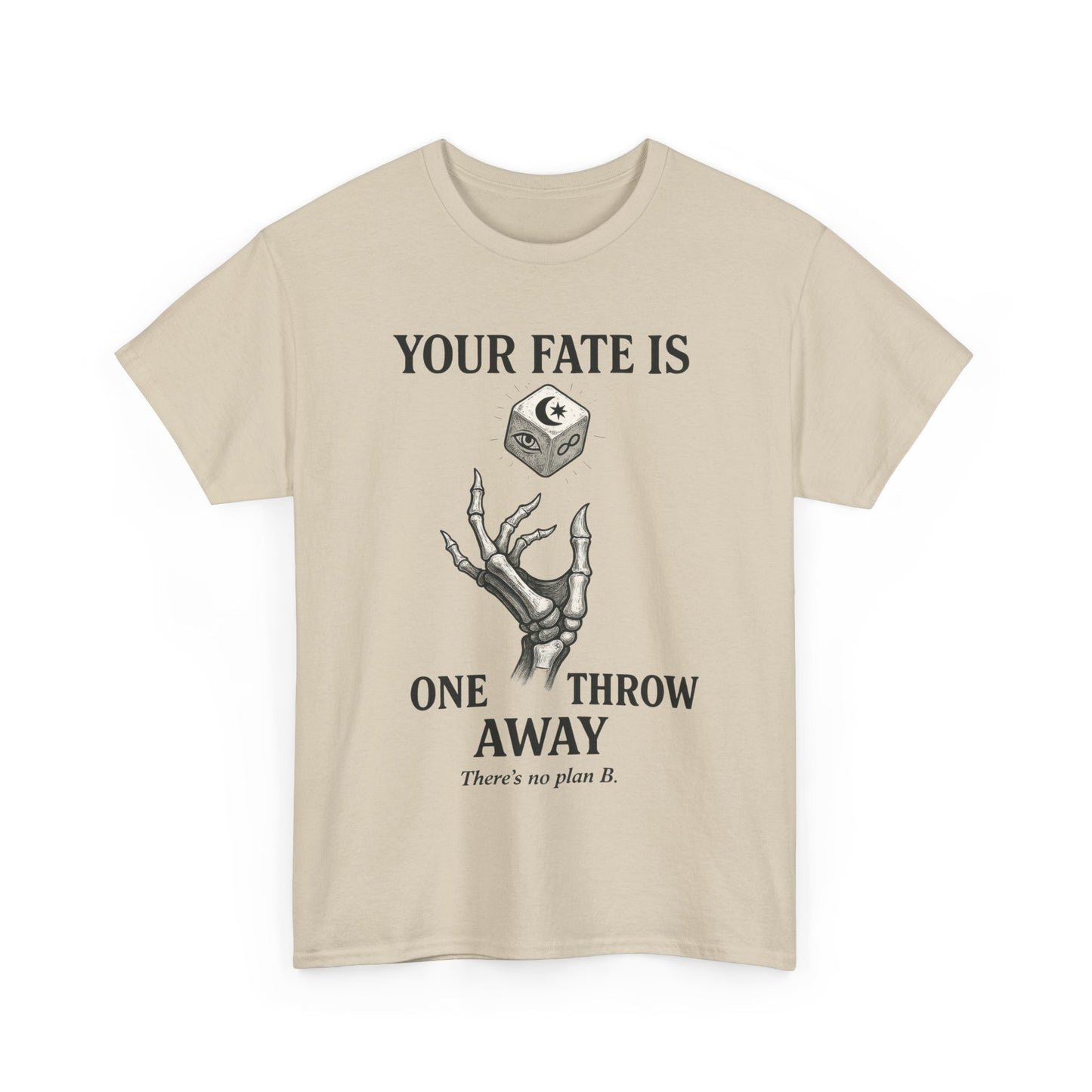 Your Fate Mens Heavy Cotton Tee, Skeleton Dice Graphic T-Shirt, Trendy Gift for Gamers, Gambling Tee, Unique Quote Apparel