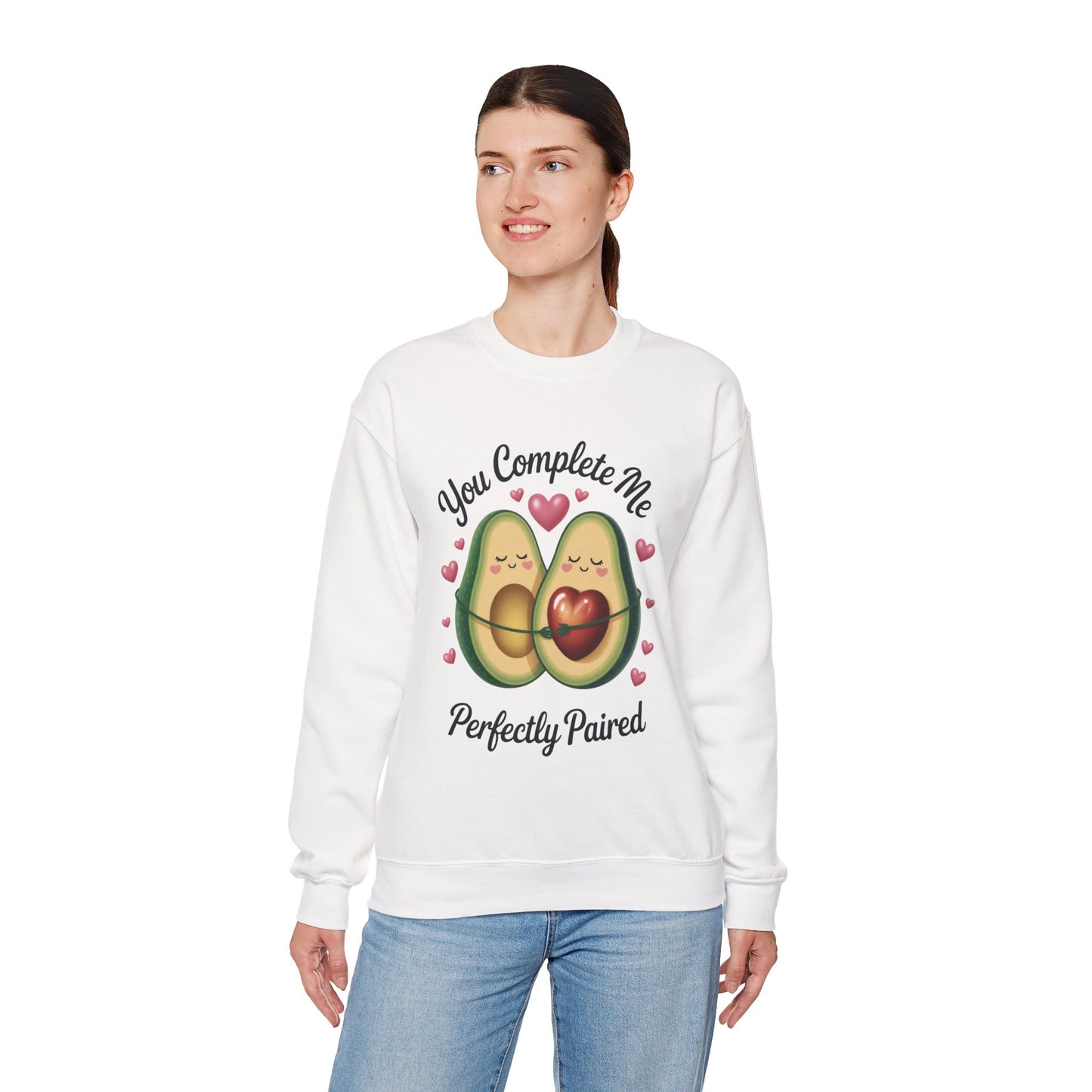 Cute Avocado Love Crewneck Sweatshirt, Sweatshirt for Couples, Perfect Gift for Valentines Day, Cozy Apparel, Avocado Lover Gift