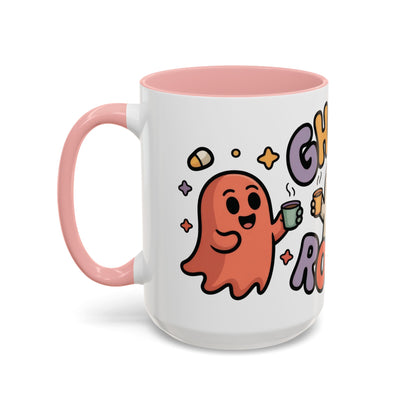 Ghost Roast Halloween Mug, Cute Spooky Coffee Cup, Kawaii Ghost Drinkware, Funny Fall Mug Gift for Coffee Lovers, Accent Coffee Mug (15oz)